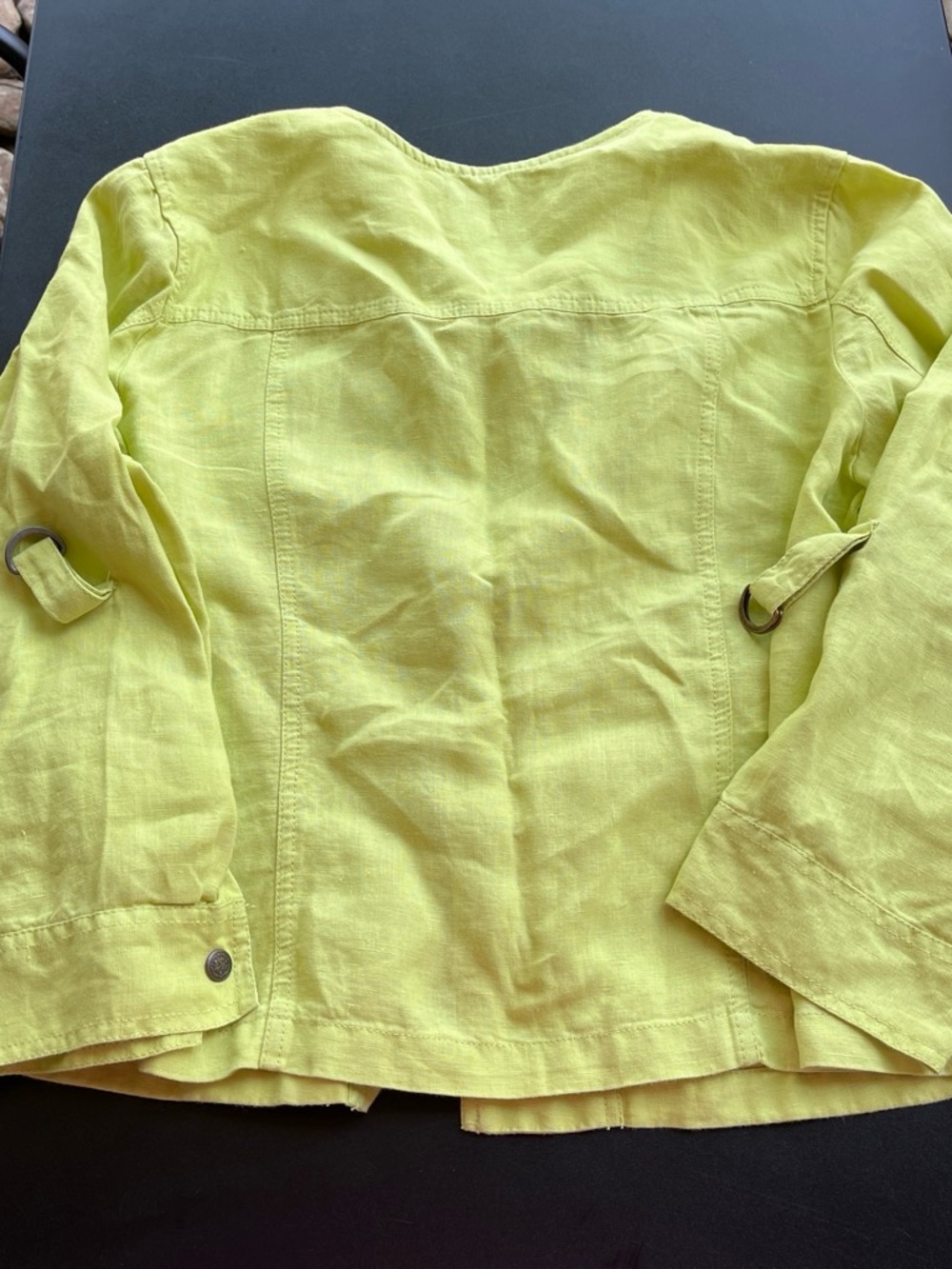 Chico's Lime Green Linen Utility Jacket - Picture 3 of 4